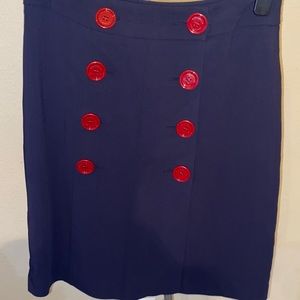 Burberry Women’s Navy Skirt with Red Buttons